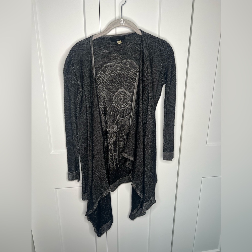 Diesel Black Charcoal Open-Front Cardigan